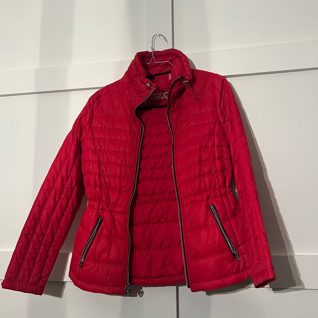 Red Puffer Jacket.